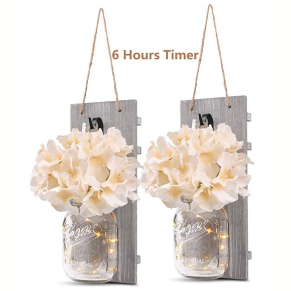 Amazon.com: Set of 2 - Rustic Wall Sconces - Mason Jars  Rustic Mason Jar Wall Sconce (2 Pack)